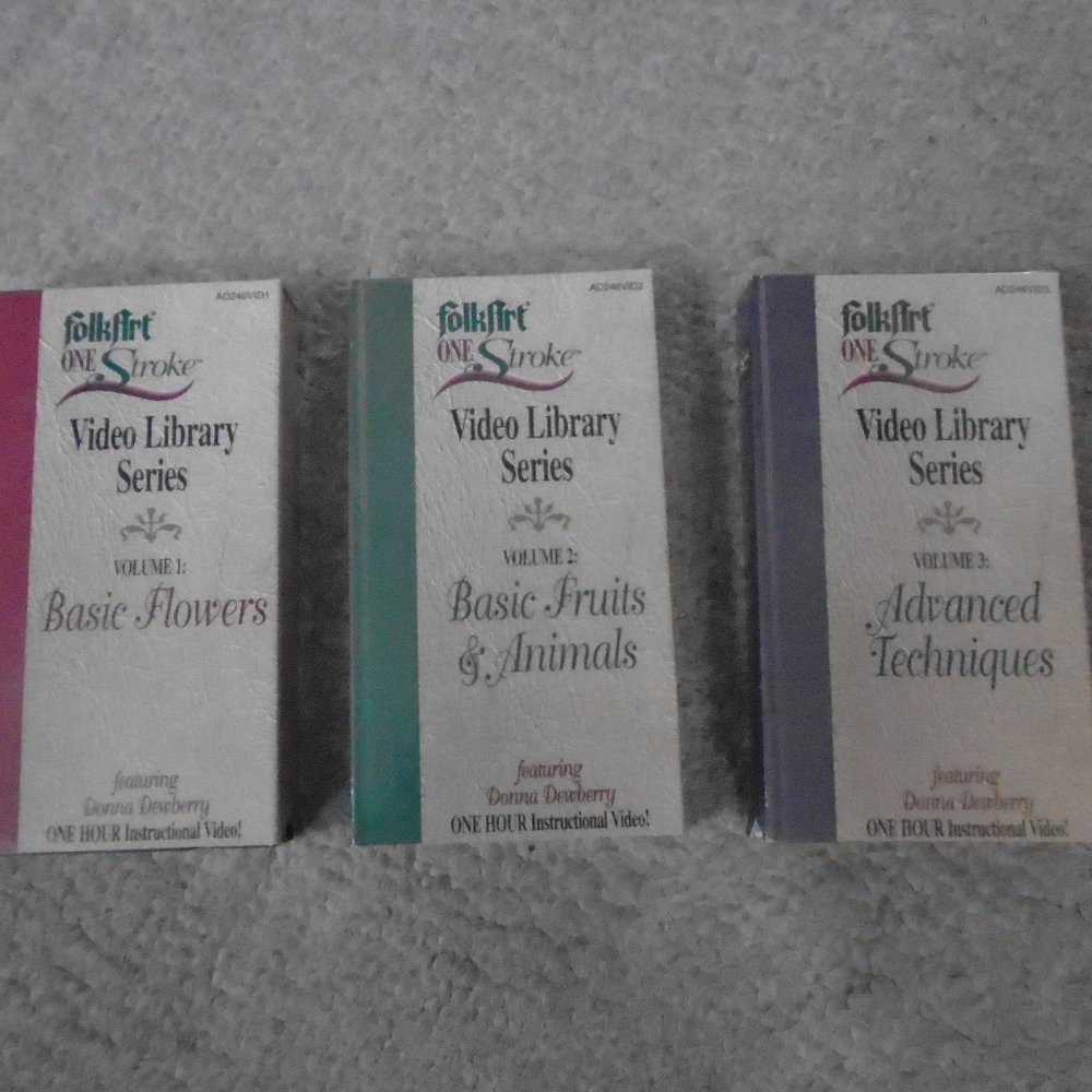 3 VHS Set Folk Art One Stroke Painting Instructional Video